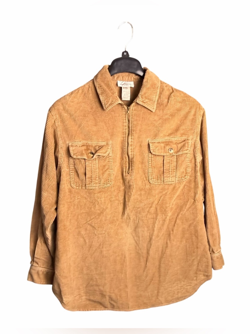 Jones New York Sport Mens Tan Corduroy Quarter Zip Pullover Shirt Size L